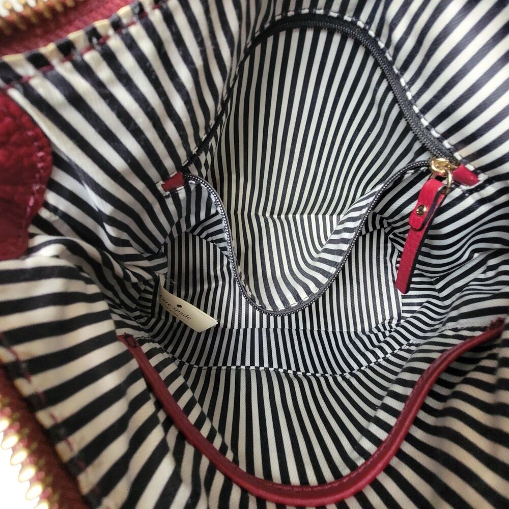 Kate Spade Pebble Leather Purse Cranberry Red Crossbody Shoulder Designer Bag - Picture 8 of 11